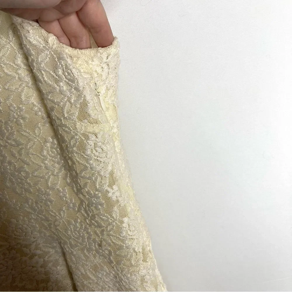 Free People Cream Lace Gold Metallic Ombre Dress Size Small
